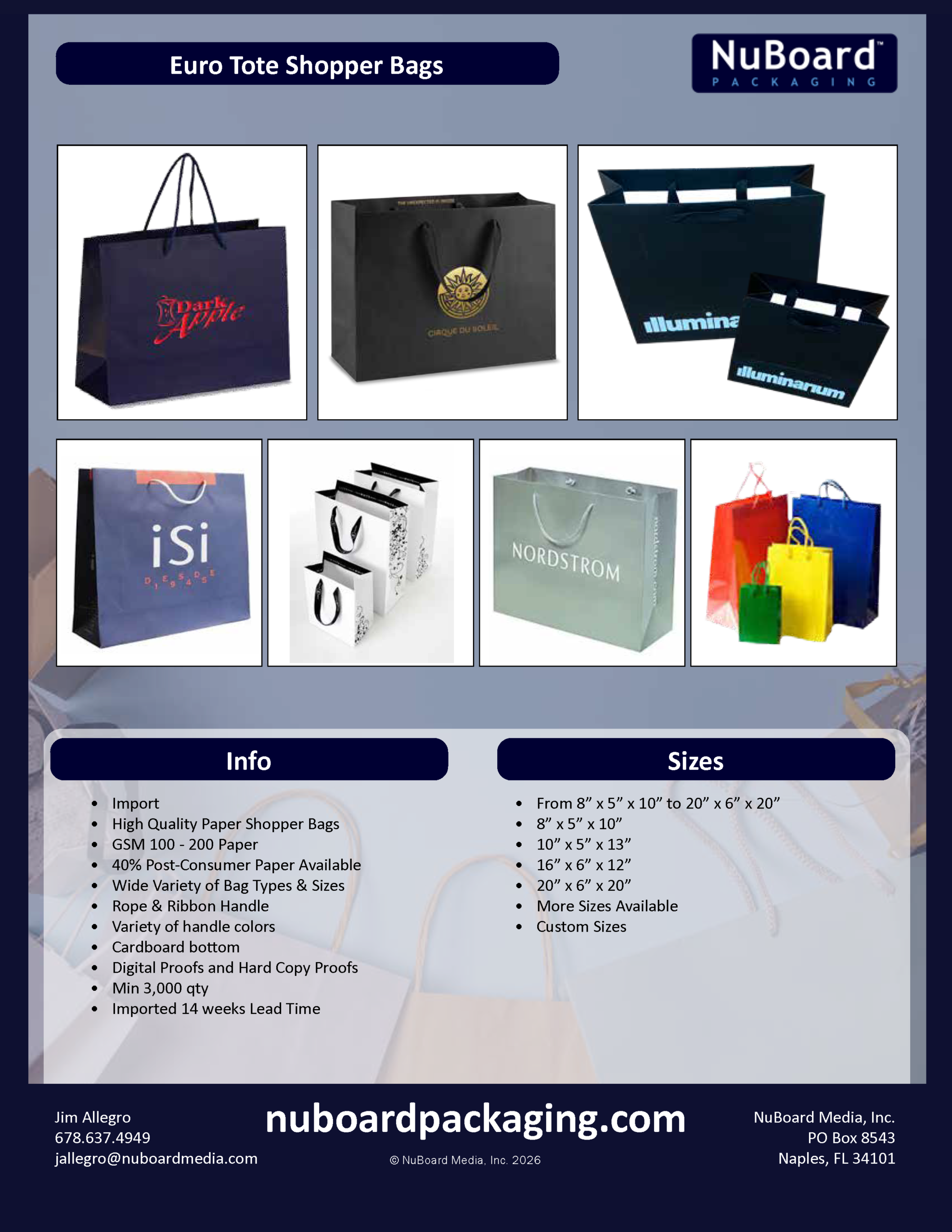 NuBoard Catalog 2026 Euro Bags