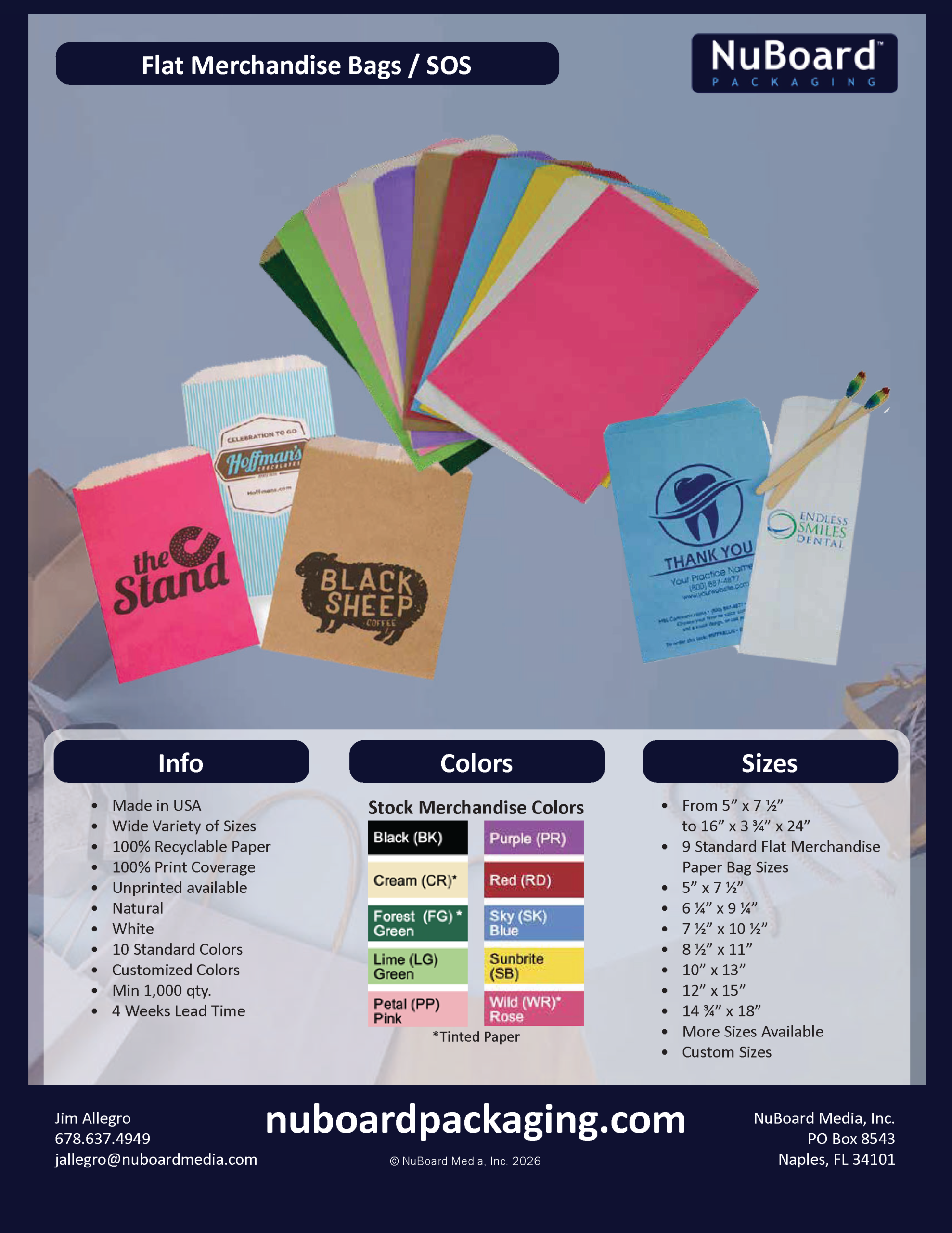 NuBoard Catalog 2026 Flat Merch Bags