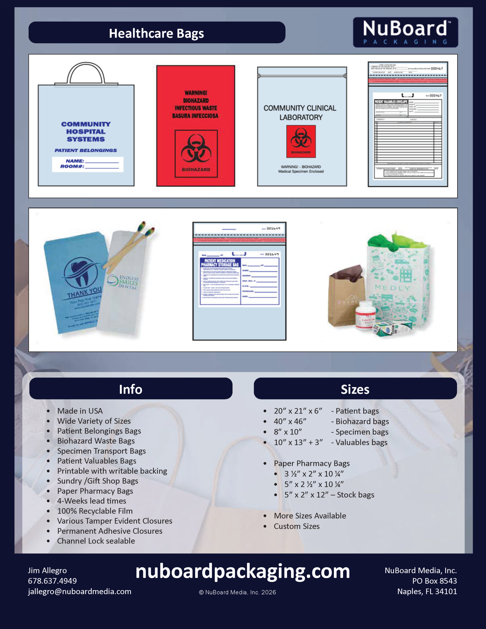 NuBoard Catalog 2026 Healthcare Bags