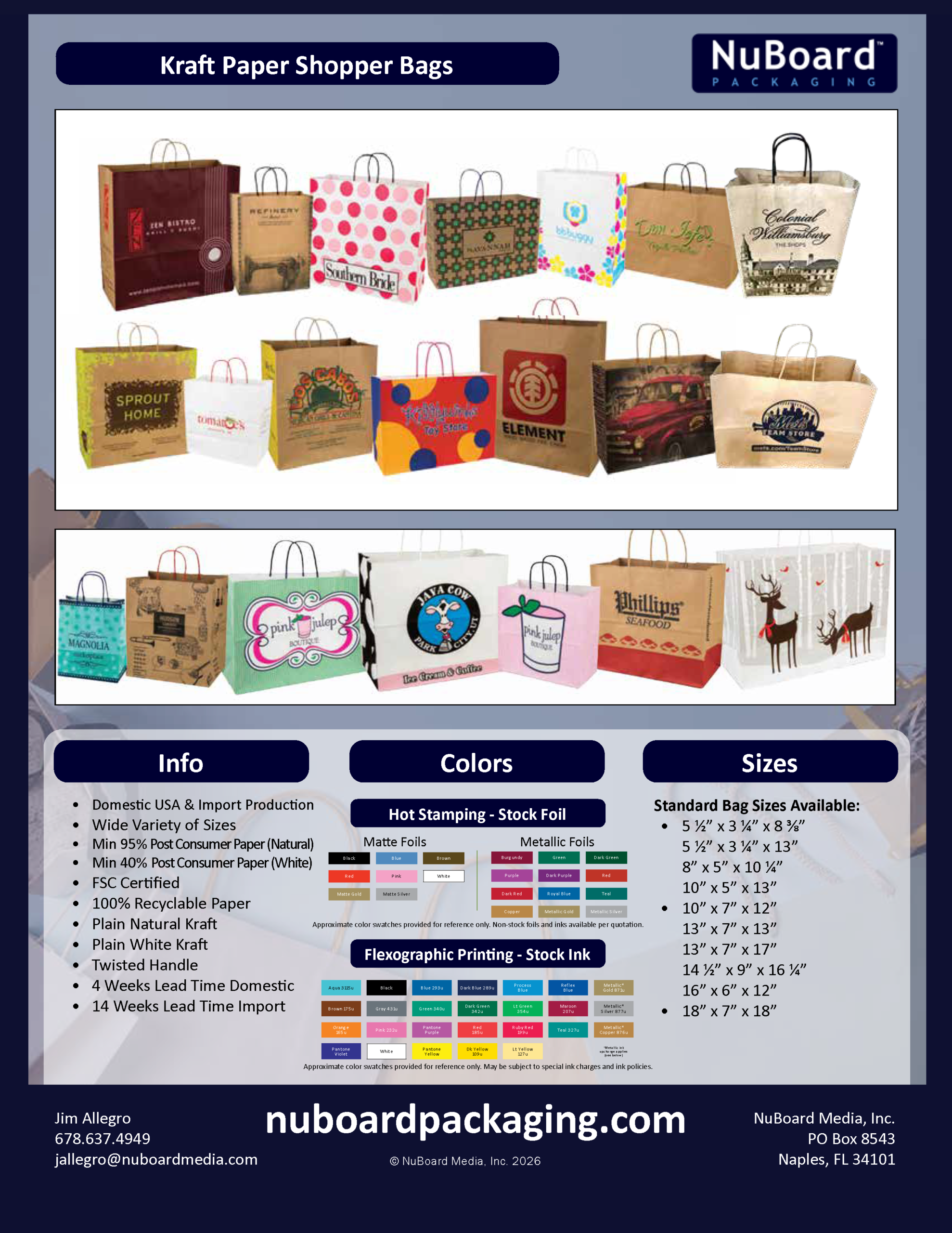 NuBoard Catalog 2026 Kraft Bags