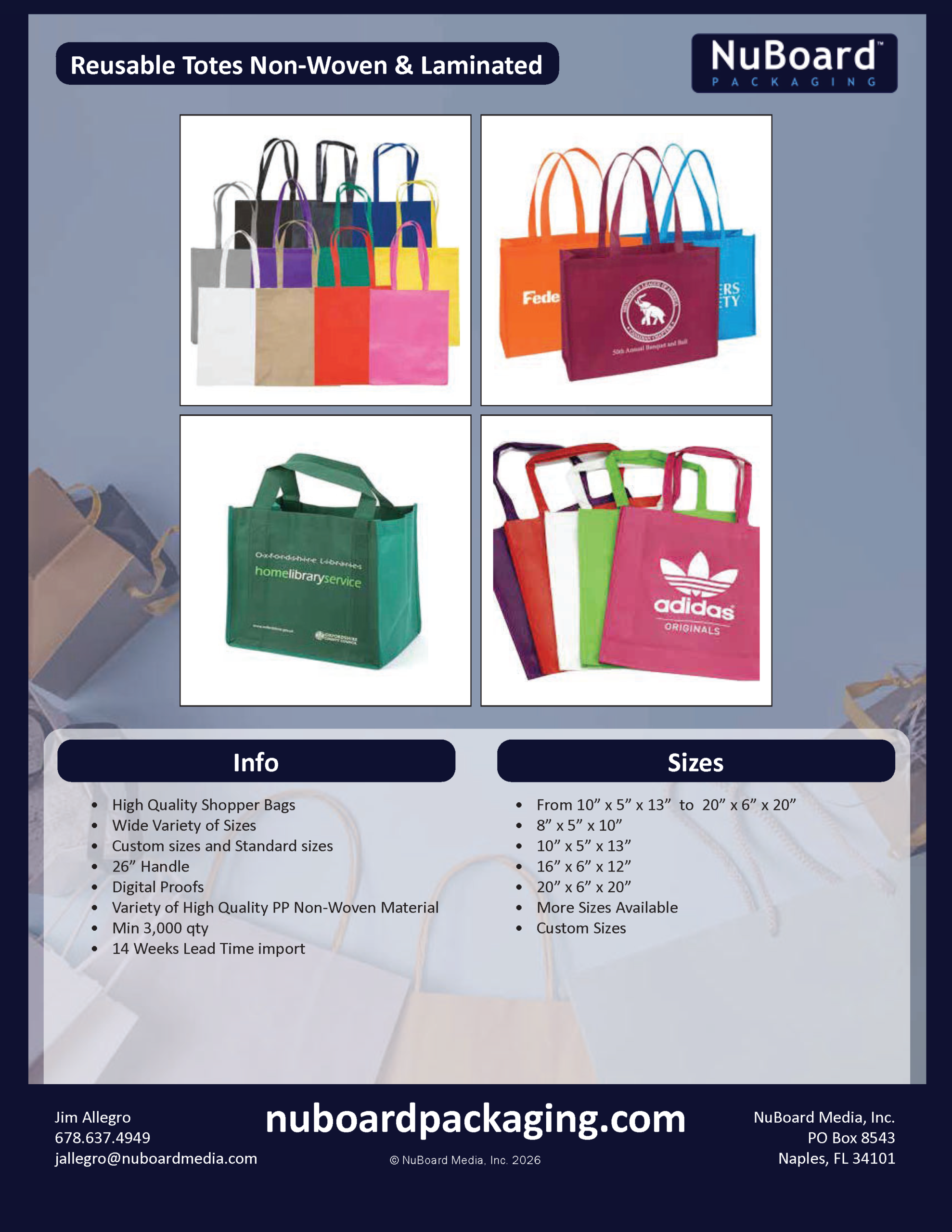 NuBoard Catalog 2026 Reusable Totes